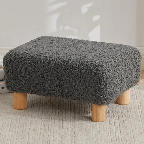 Miniatura 12 de Taburete pequeño otomano, reposapiés otomano de lino, reposapiés para sofá, reposapiés rectangulares y otomanos, pequeño para sala de estar, entrada