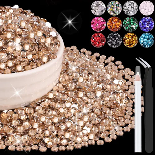 Miniatura 39 de 12000 diamantes de imitación de resina de 0.079 pulgadas a granel para manualidades (transparente), cristales deslumbrantes con parte trasera plana