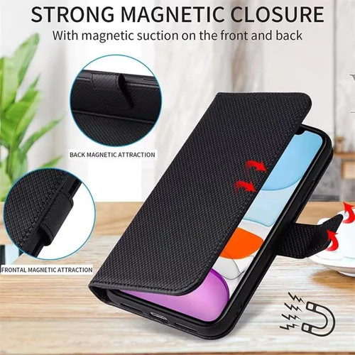 Miniatura 3 de Funda de cuero tipo cartera para Blackview A53 para Blackview A53, funda de piel sintética antideslizante, con tapa para Blackview A53 Negro