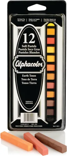 Derwent Alphacolor 145011 - Pasteles cuadrados suaves, tonos tierra, 12 pasteles por juego