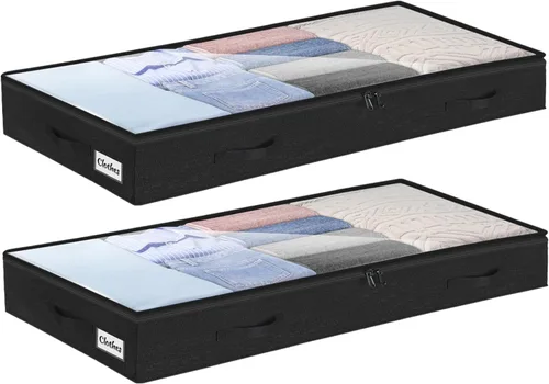 Miniatura 19 de Contenedores de almacenamiento debajo de la cama, paquete de 2 unidades, 4 pulgadas delgado de perfil bajo debajo de la cama, organizador