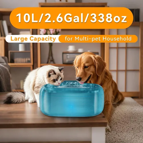 Miniatura 2 de Fuente de agua JIMICOW 10L/3.8Gal/352oz para perros grandes, fuente de agua para perros, fuente de agua para mascotas con 5 filtros de reemplazo y 4