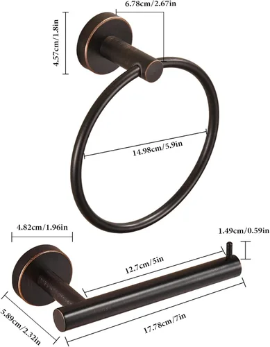 Miniatura 4 de WINCASE Soporte para toallas de papel higiénico, juego de accesorios de baño de bronce aceitado, soporte de rollo de papel higiénico para toalla