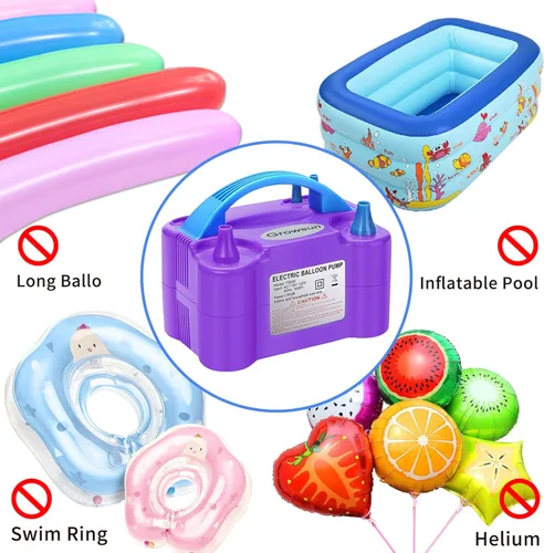 Miniatura 8 de Growsun Bomba Eléctrica de Globos Inflador de Aire Portátil Automático de Doble Boquilla Soplador de Globos 110V 600W para Cumpleaños Baby Shower