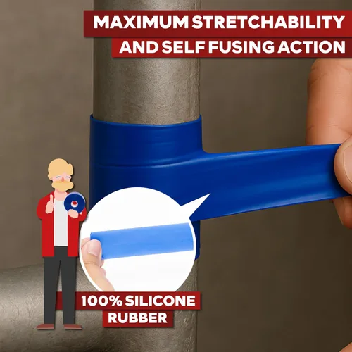 Miniatura 5 de XFasten Cinta autoadhesiva de silicona, para fusión 1 pulgada X 36 pies, Azul