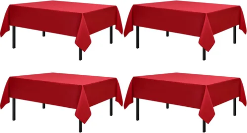 Miniatura 35 de Romanstile Mantel rectangular de poliéster, paquete de 2 manteles rectangulares de 60 x 84 pulgadas, resistentes a las manchas y a las arrugas, Negro