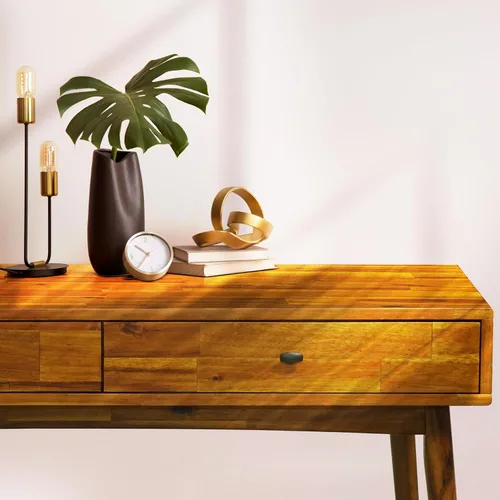 Miniatura 7 de Acacia Lagom - Escritorio de trabajo de madera maciza de 48 pulgadas con cajones, muebles de oficina, mesa de trabajo de estilo escandinavo