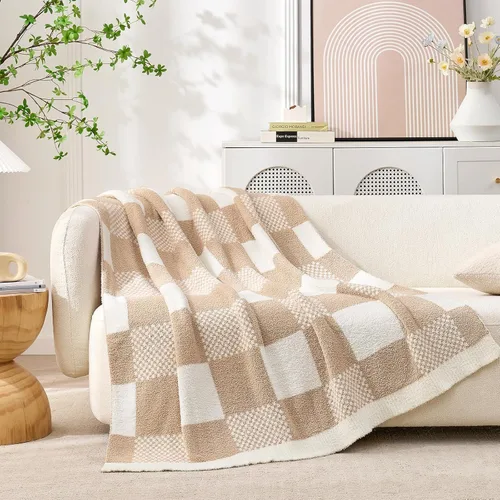 Miniatura 15 de Snuggle Sac - Manta a cuadros, manta roja para sofá, manta de microfibra de franela buffalo a cuadros, mullida, cálida, acogedora, suave, manta