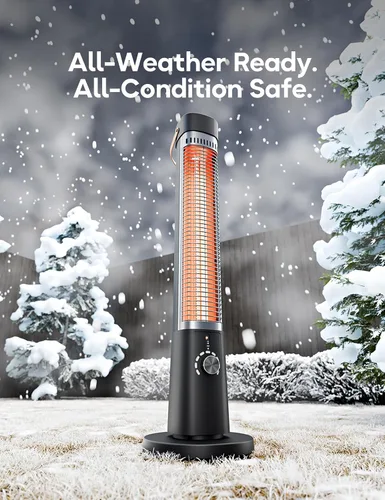 Miniatura 8 de Calentador de patio para uso en exteriores, calentador eléctrico infrarrojo para exteriores, calefacción instantánea de 1500 W, oscilación de 60
