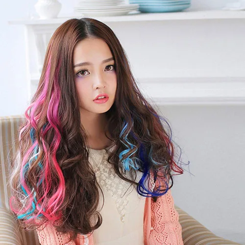 Miniatura 8 de EuTengHao 30 paquetes de extensiones de cabello sintético con clip de 22 pulgadas, coloridas extensiones de cabello rizado con clip para mujeres