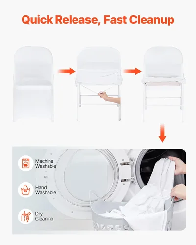 Miniatura 82 de VEVOR 150 fundas blancas para sillas de poliéster y elastano, fundas elásticas para bodas, fiestas, comedor, banquetes, sin pinzas, 150