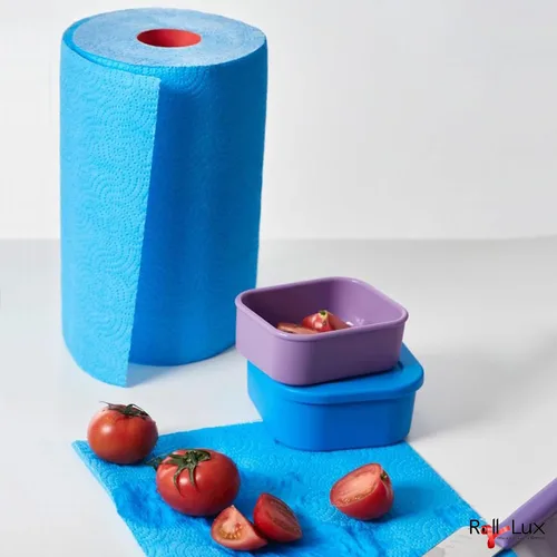 Miniatura 5 de Renova Paquete de toallas de papel azul, 1 rollo, 120 hojas, 2 capas, certificado FSC, sostenible y absorbente