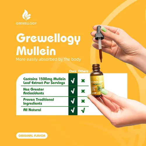 Miniatura 7 de Gotas de gordolobo para pulmones, 7 en 1 1500 mg de extracto líquido de hoja de gordolobo para limpieza de pulmones y apoyo respiratorio