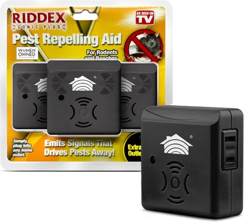 Riddex Sonic Plus - Repelente ultrasónico de plagas, se conecta con salidas adicionales para uso en interiores, repelente de insectos, repelente de