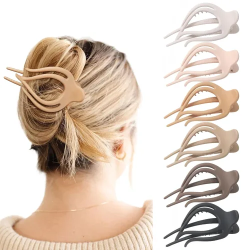 Miniatura 20 de Pinzas de pelo planas French Concord - 6 piezas, pinzas de pelo curvas sin deslizamiento, pinzas de agarre para volumen, pinzas de pelo para mujeres