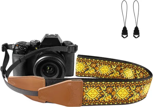 Miniatura 11 de Correa para cámara, tejido jacquard de 2 pulgadas, correas de hombro para todas las cámaras DSLR, hombres y mujeres, fotógrafos Azul Jacquard.
