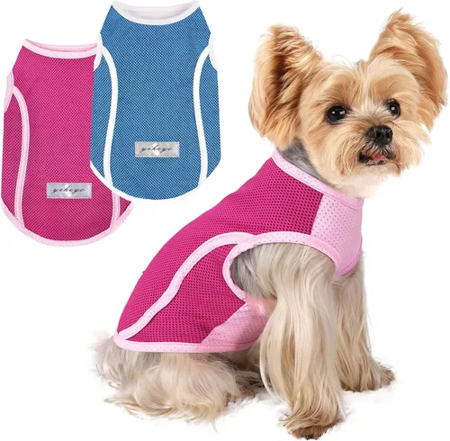 Miniatura 14 de Paquete de 2 camisetas sin mangas para perros pequeños, camiseta sin mangas para perros pequeños, camiseta sin mangas transpirable con texto