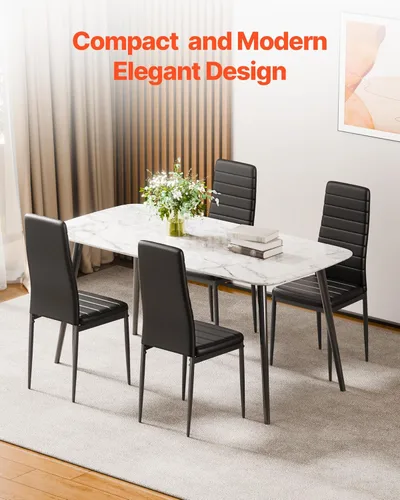 Miniatura 6 de VEVOR Juego de 4 sillas de acento modernas de comedor, sillas laterales tapizadas de cuero para sala de estar, silla de cocina que ahorra espacio