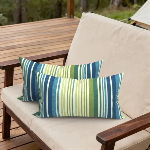 Miniatura 361 de Juego de 2 almohadas para exteriores de 16 x 16 pulgadas, repelentes al agua con interiores, para muebles de patio, hogar, jardín, geometría bohemia