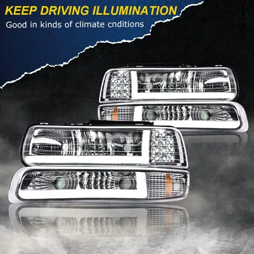 Miniatura 3 de G-PLUS - Juego de faros delanteros compatible con Chevy Silverado 1500 2500 & HD 3500 1999-2002/Compatible con Chevy Suburban/Tahoe 2000-2006, faros