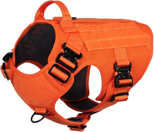 Miniatura 12 de ICEFANG Arnés táctico para perro con 4 hebillas de metal, chaleco, equipo para transportar carga, ligero y modular para perro con asa, sin correa
