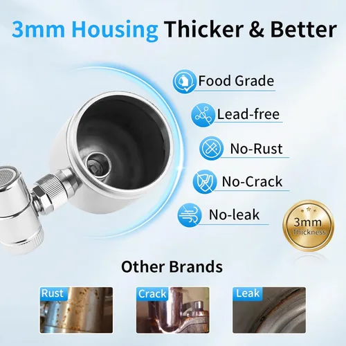 Miniatura 2 de WINGSOL Filtro de agua de acero inoxidable para grifo de fregadero, NSF/ANSI 42 y 53, purificador de grifo giratorio de 360° que reduce PFAS, plomo