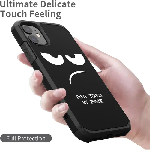 Miniatura 6 de Funda para iPhone 11, bonita funda [Don't Touch My Phone] a prueba de golpes de doble capa resistente de silicona protectora de plástico para niñas