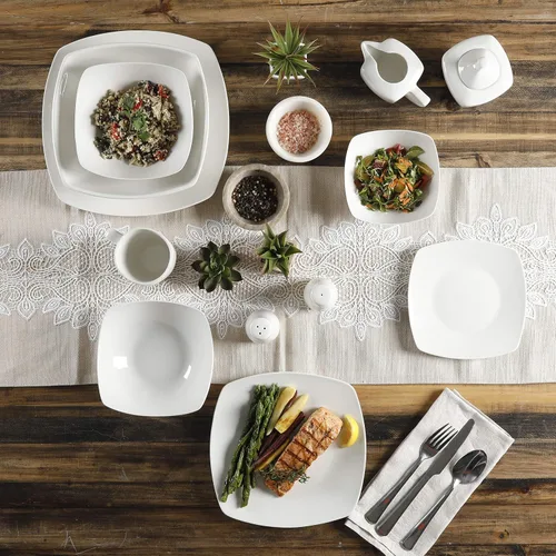 Miniatura 6 de Gibson Home Zen Buffetware - Juego de vajilla de 39 piezas para cena, color blanco