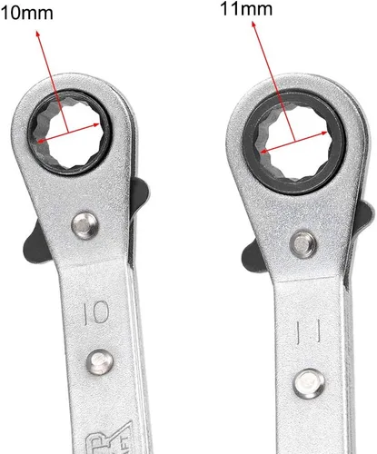 Miniatura 3 de uxcell Llave de trinquete reversible, extremo de caja doble de 0.394 in x 0.433 in, Cr-V