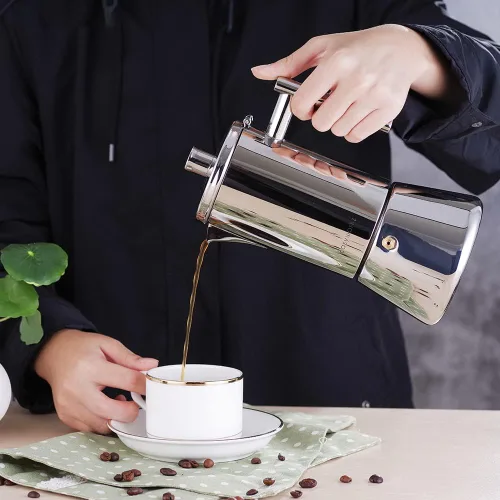 Miniatura 5 de Easyworkz Diego - Cafetera de café expreso de acero inoxidable para 12 tazas, 17.5 onzas, con cuchara de café retro de acero inoxidable con mango