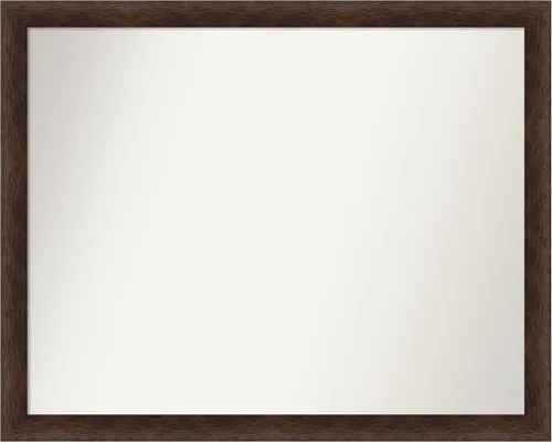 Miniatura 552 de Amanti Art Espejo de pared personalizado no biselado (24 x 27 pulgadas), marco estrecho de nogal chipre - varios tamaños personalizados - Espejo