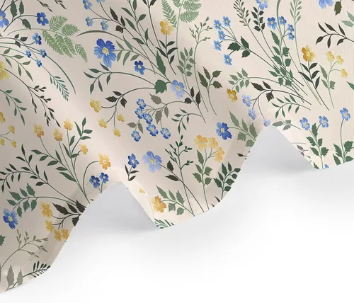 Miniatura 7 de LB Cortina de Ducha Decorativa de Flores Silvestres del Campo, Flores Azules y Amarillas con Planta de Hojas Verdes sobre Beige, Cortina de Ducha
