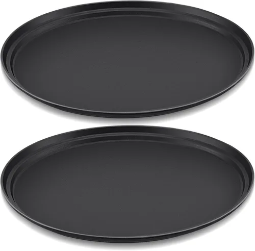 Miniatura 9 de FillTouch 2 bandejas ovaladas grandes con forro de goma de polipropileno para cocina, comedor, cafeterías, servicio de comida rápida