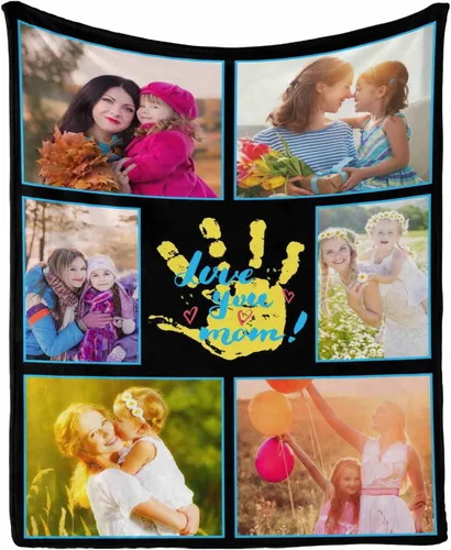 Miniatura 9 de InterestPrint Regalos personalizados para mamá, manta personalizada con fotos y fotos familiares, regalos de cumpleaños para el día de la madre