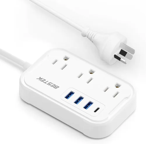 BESTEK Adaptador de corriente de Nueva Zelanda: Adaptador de enchufe de Estados Unidos a Australia, adaptador de enchufe tipo I con 3 salidas de CA