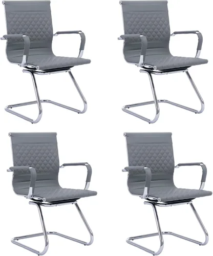 Miniatura 11 de VESCASA Juego de 2 sillas de oficina para sala de espera, sillas de recepción de piel sintética estacionarias sin ruedas, silla auxiliar con brazos