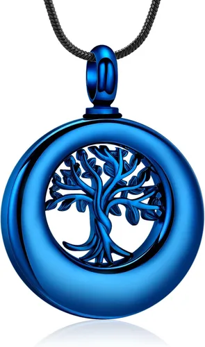 Miniatura 12 de Hearbeingt Collar de urna de cremación para cenizas para mujeres y hombres, colgante conmemorativo de la eternidad del círculo de la vida, joyería