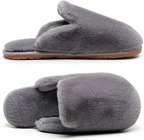 Miniatura 2 de Pantuflas de espuma viscoelástica para mujer, peludas, peludas, para exteriores, interiores, cálidas, acogedoras, suaves, planas, cómodas