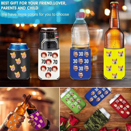 Miniatura 5 de Enfriadores de cerveza personalizados con funda para fotos de cara, 1 a 150 unidades, enfriadores de latas divertidos personalizados a granel