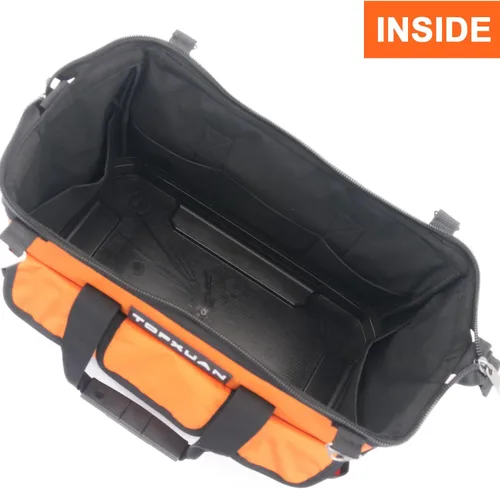 Miniatura 4 de Bolsa de herramientas resistente de 16 pulgadas, base de plástico moldeada, tela Oxford 900D impermeable, organizador de herramientas de boca ancha