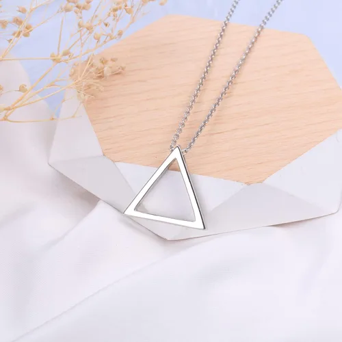 Miniatura 5 de DAOCHONG Collar de plata de ley 925 con formas geométricas, triángulorectángulorombocírculo, collar con colgante para mujer