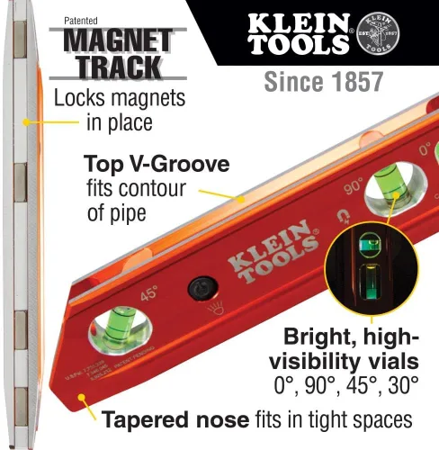 Miniatura 3 de Klein Tools Juego de llaves hexagonales 935RBLT de nivel (9 pulgadas) y 70550