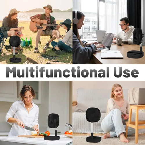 Miniatura 6 de Ventilador de pedestal oscilante portátil con Romote, 4 velocidades de rotación telescópica de 120°, ventiladores plegables plegables de pie, 7200