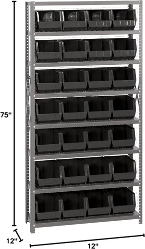 Miniatura 209 de Quantum QSBU-245BK Heavy Duty Shelving Unit with (7) Shelves and (24) QUS245 Black Bins for Garage Warehouse Storage Distribution 400 lb Load