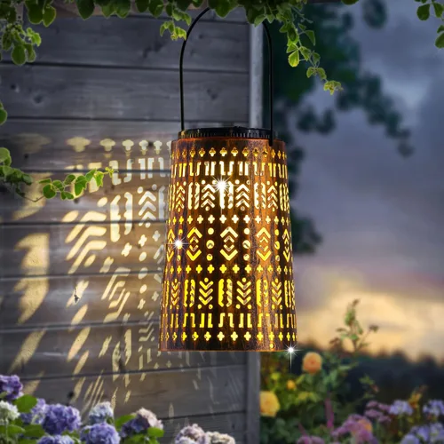 Faroles solares impermeables para exteriores, farol solar colgante para decoración de jardín, luces decorativas de jardín para patio, césped,