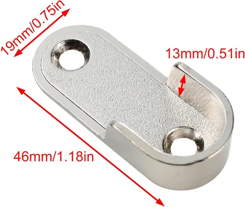 Miniatura 4 de UHPPOTE Soporte ovalado para barra de armario para varillas de 0.591x1.181 in (paquete de 2)
