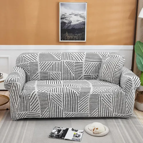 Miniatura 10 de AURLOE Funda de sofá estampada, Juego de funda elástica para sillón, funda de sofá biplaza con patrones para sillón con cojines de 2 plazas