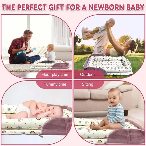 Miniatura 5 de Tumbona de bebé, tumbona portátil plegable para bebés, cubierta de nido de bebé, adecuada para 0-24 meses, tumbona para recién nacidos, nido de bebé