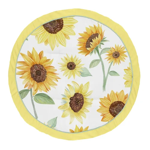 Sweet Jojo Designs Tapete de juego para bebé con diseño de girasoles para bebé, color amarillo, verde y blanco, acuarela de granja
