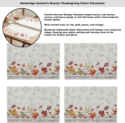 Miniatura 5 de Newbridge Mantel de tela de follaje otoñal de Acción de Gracias, rectangular de 60 x 84 pulgadas, hojas cambiantes con bordes, Autumn Essentials